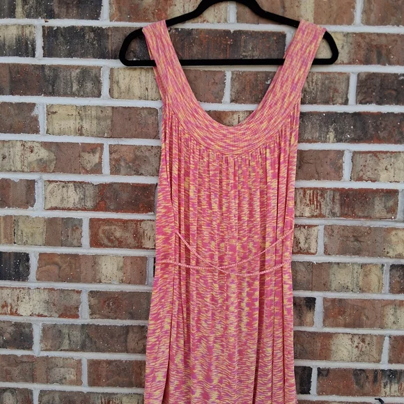 Free People Space Dye Tunic Dress Top Pink Yellow Sz.L Boho FP Spring Beach - Picture 5 of 13
